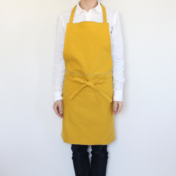 芥子ロングエプロン（コットン帆布）・画像