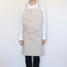 灰白ロングエプロン（コットン帆布）・画像