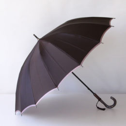 甲州織 長傘 かさね 濃いブラウン/アッシュピンク・画像