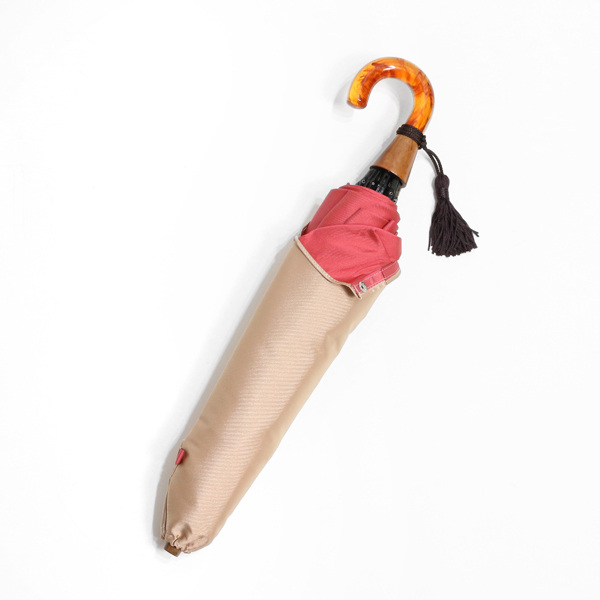 甲州織 折りたたみ傘 かさね ベ-ジュ/ピンク・画像