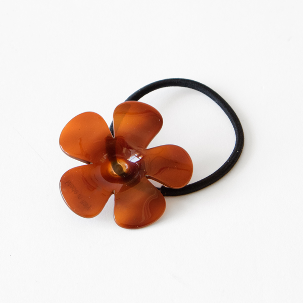 ブラウンヘアゴム フラワ-・画像