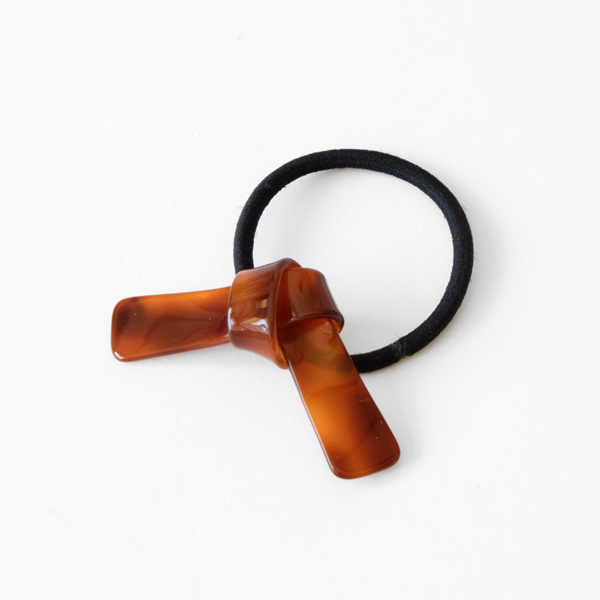 ブラウンヘアゴム リボン・画像