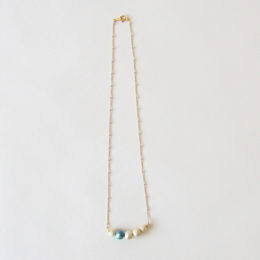 【別注】水色+サックス箔玉ネックレス・画像