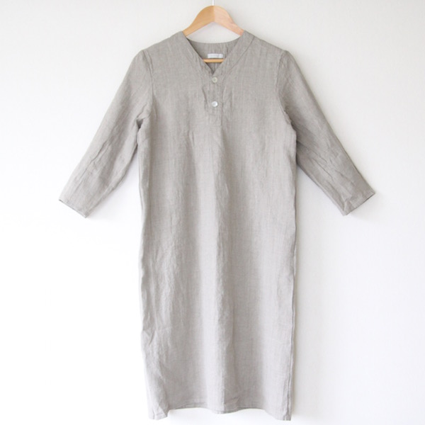 ナチュラル【別注】スピカリネンナイトシャツ ハ-フ・画像