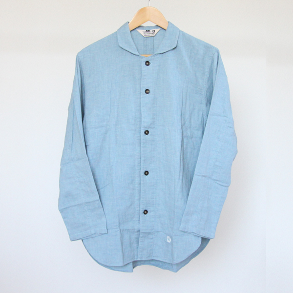 メンズパジャマ ワイドカラ- サックス・画像