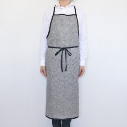 白黒千鳥リネンパイピングエプロン・画像