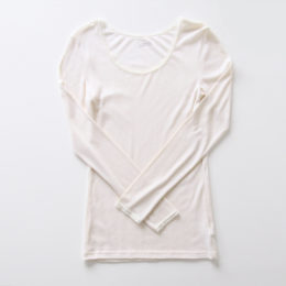 ホワイト XSウ-ル・シルクロングスリ-ブ・画像