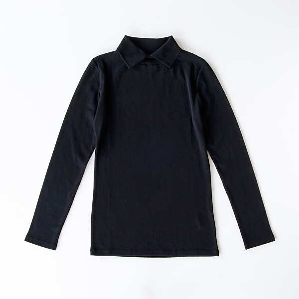 襟付 カットソ- ブラック・画像