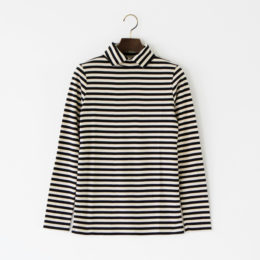 襟付 カットソ- キナリ×ブラック・画像