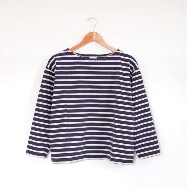 MARINE/ECRU/T1(Sサイズ相当)7.8oz ドロップショルダ- ボ-ダ-バスクシャツ・画像