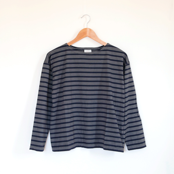 OFF BLACK/MARINEドロップショルダ- バスクシャツ・画像