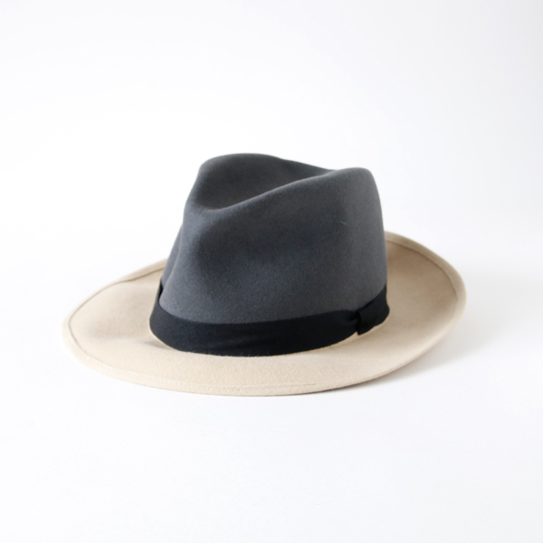 charcoal/creamラパン フェルト ハット・画像