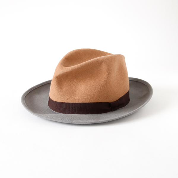 camel/greyラパン フェルト ハット・画像