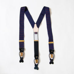 サスペンダ- ドット織柄 ネイビ-×レッド・画像