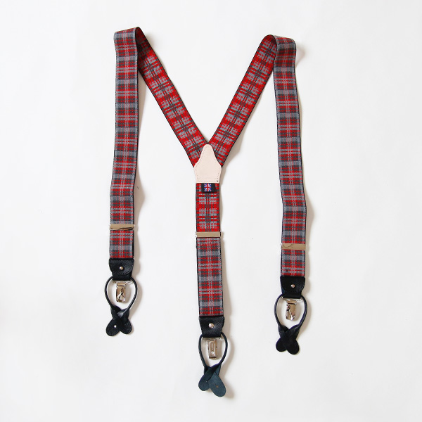 サスペンダ- チェック レッド・画像