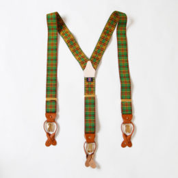 サスペンダ- チェック グリ-ン・画像