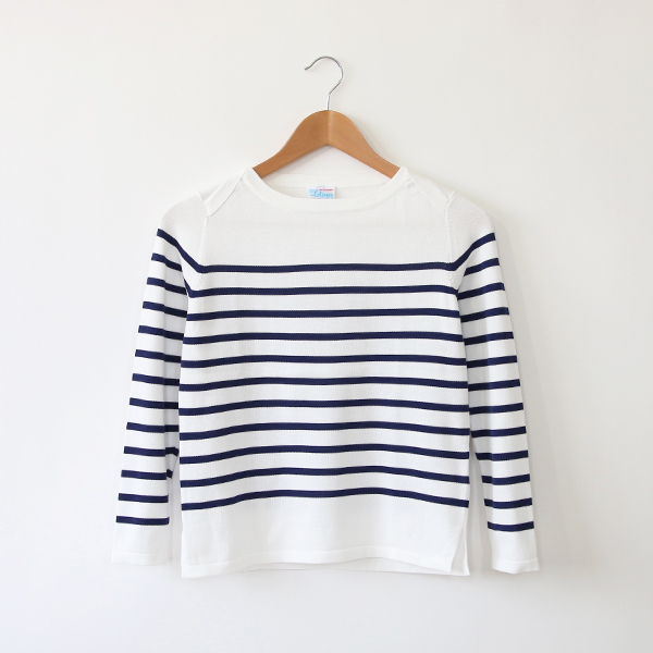 size: SSERGE ボ-ダ- バスクニット Latte x Marine・画像