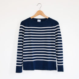 size: MSERGE ボ-ダ- バスクニット Marine x Latte・画像