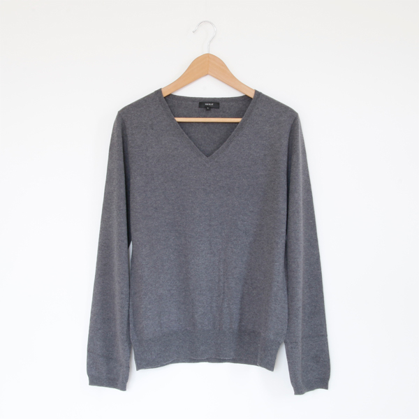 Mベ-シックVネック ロングスリ-ブ グレイ・画像