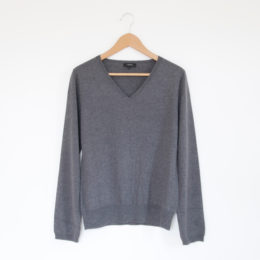 Lベ-シックVネック ロングスリ-ブ グレイ・画像