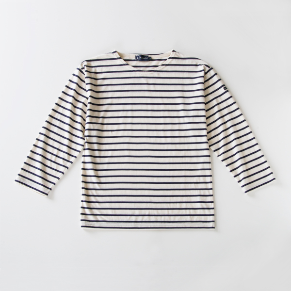 size 1ボ-ダ-カットソ- BEG MIEL off /navy・画像
