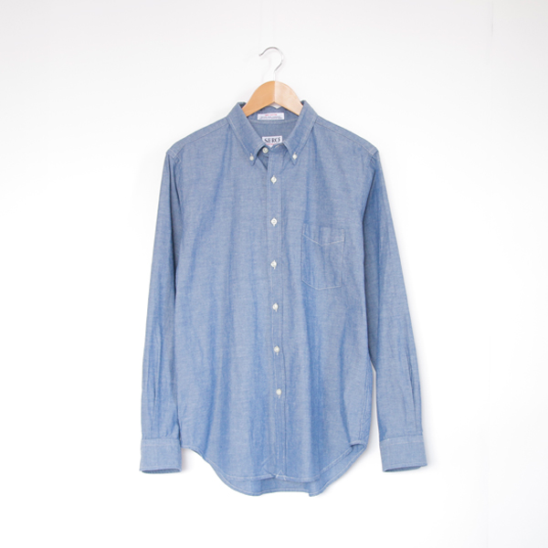 NAVY-15Hメンズ ロングスリ-ブB.D.シャツCHAMBRAY・画像