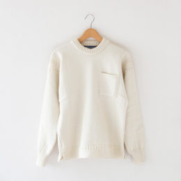 CREAM-LMENS クル-ネックニット ポケット付き・画像