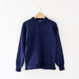 NAVY-SMENS クル-ネックニット ポケット付き・画像