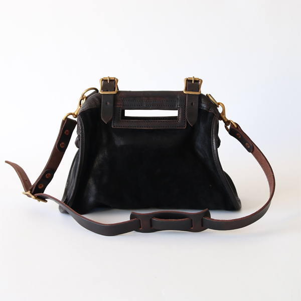 BLACK【別注】SUEDE×LEATHER CITY MAILバッグ SMALL・画像