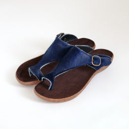 37ハラコサンダル ネイビ-・画像