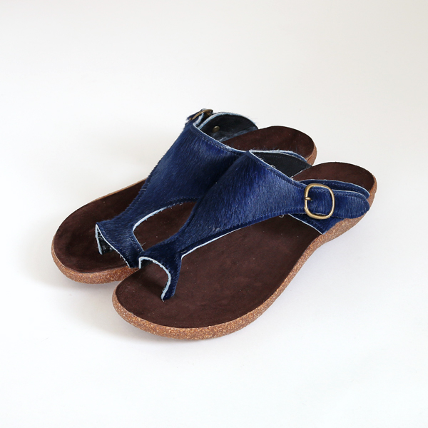 37ハラコサンダル ネイビ-・画像