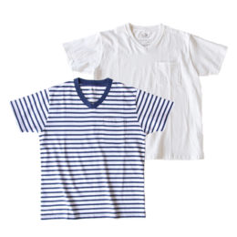 ネイビ- SVネックポケット付半袖Tシャツ・画像