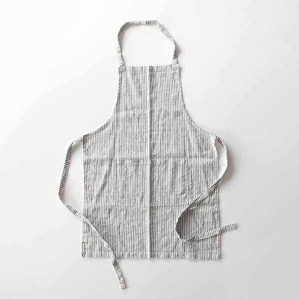 リネンエプロン Regular apron Stripe Blackthin・画像
