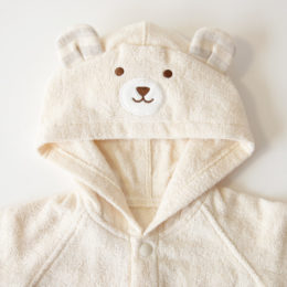 くまオ-ガニックコットン ベビ-お風呂ポンチョ・画像
