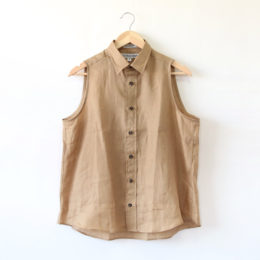 Khakiリネンノ-スリ-ブシャツ・画像
