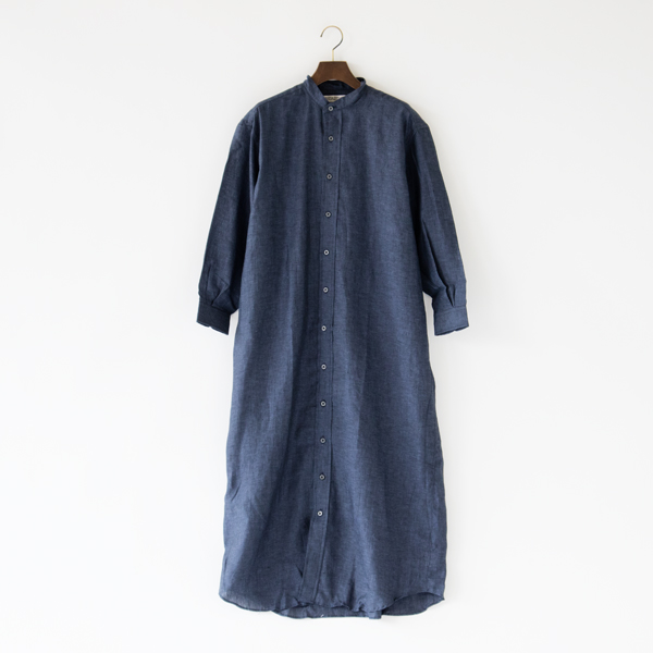 Navyリネンロングワンピ-ス・画像
