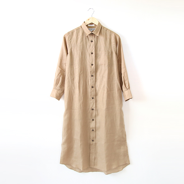 Khakiリネンロングワンピ-ス・画像