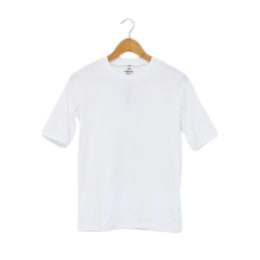 ホワイト無地5分丈カットソ-・画像