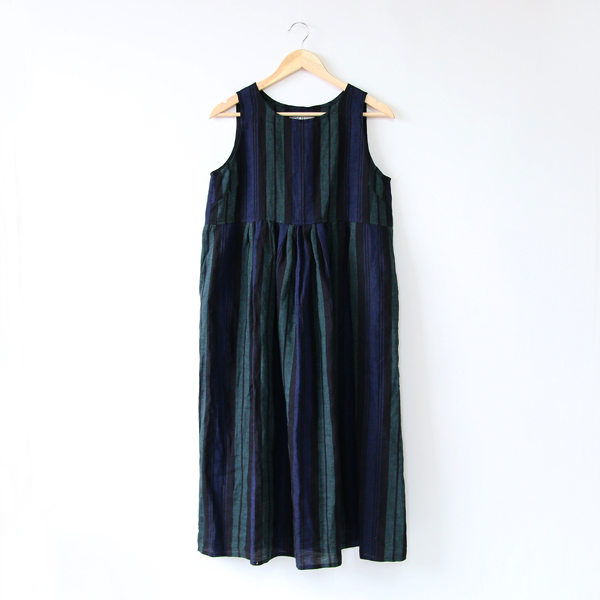 リネンワンピ-ス BLACK WATCH STRIPE・画像