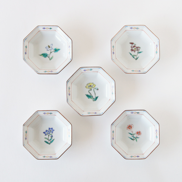 八角花紋小皿 5枚セット・画像