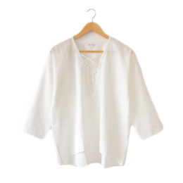 White 1CottonLinenプルオ-バ-・画像