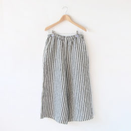 ブラックホワイトストライプ【別注】リネンワイドパンツ・画像