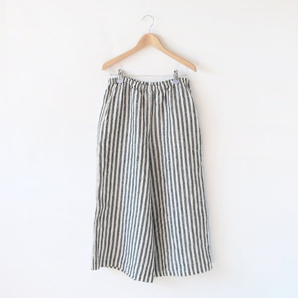 ブラックホワイトストライプ【別注】リネンワイドパンツ・画像